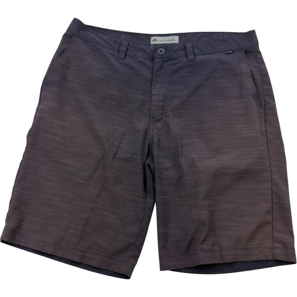 Travis Mathew Purple Gray Flat Front Shorts Polyester Cotton Spandex Men's 36x10